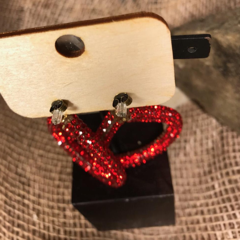 Red Pave’ & Bronze Teardrop Earrings