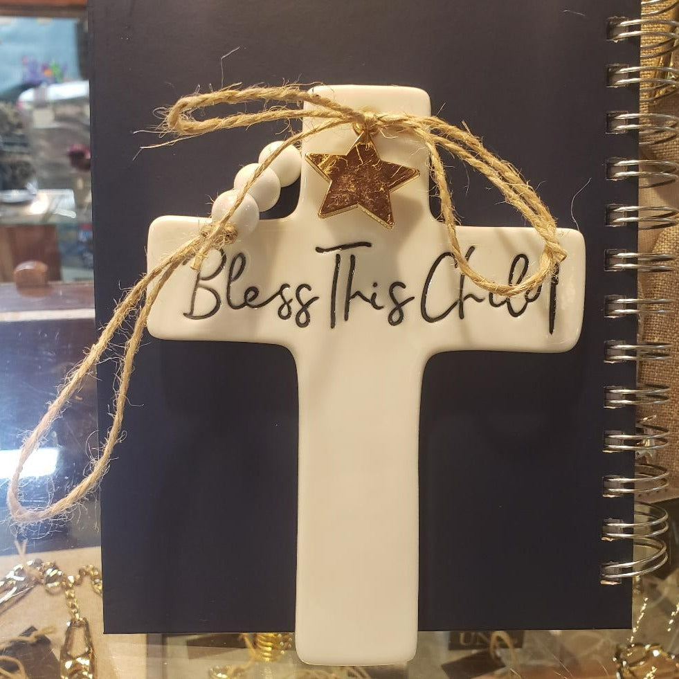 Ceramic Cross Charm - Little Blessing