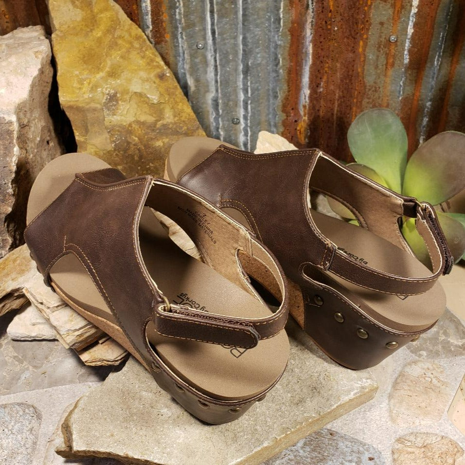 Carley Chocolate Smooth Wedge/Sandal