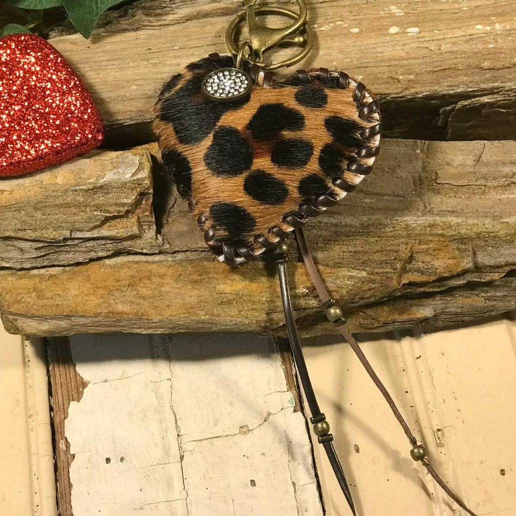 Puff Heart Leather Purse Charm/Keychain