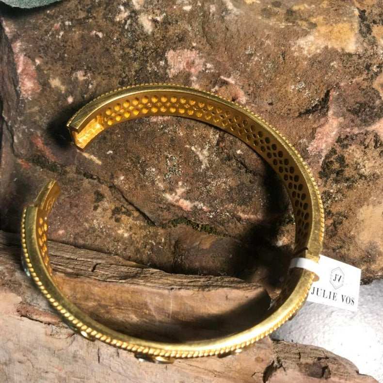 Monaco Hinge Oval Bangle Gold Cubic Zirconia