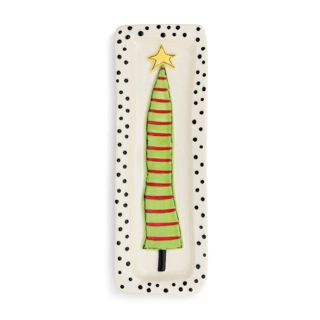 Christmas Tree Striped Platter