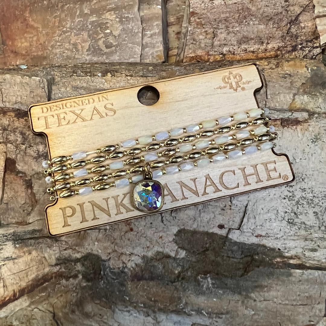 Stretch Iridescent Gold and White Multi Bracelet