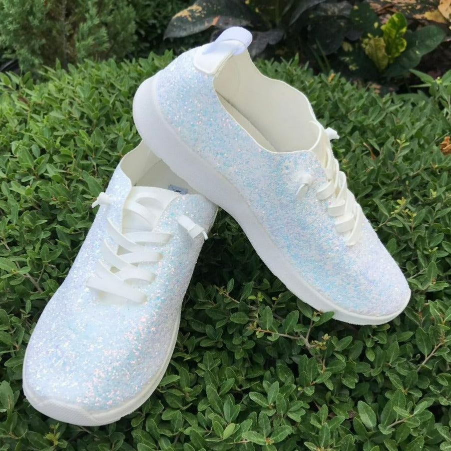 White Glitter Mayo Easy Slip on Sneaker