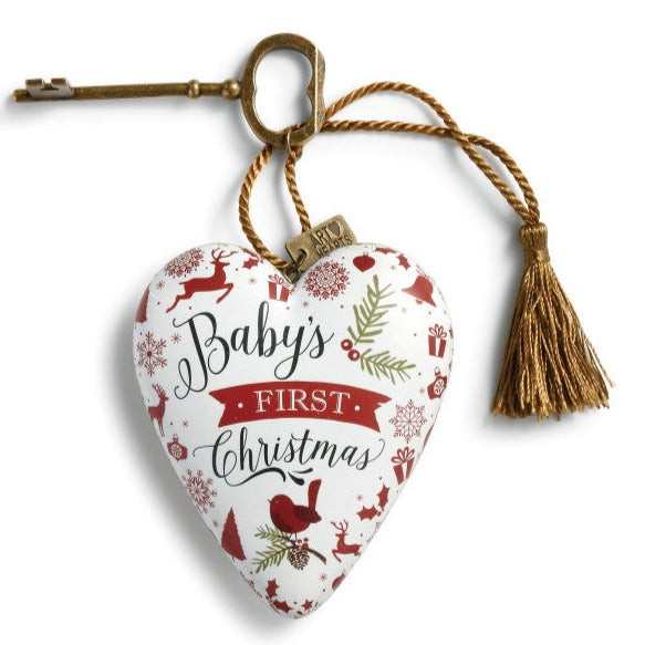 Baby's First Christmas Art Heart Christmas Sculpture
