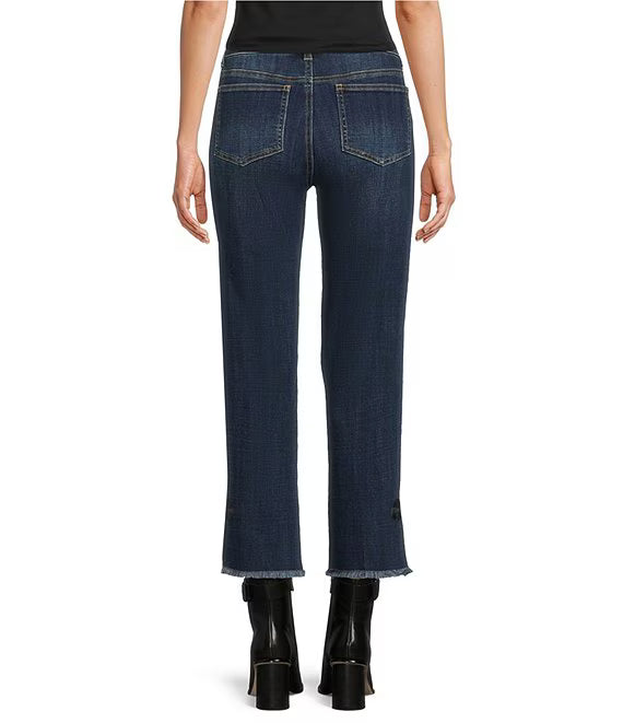 Bow Hem Straight Leg Jeans