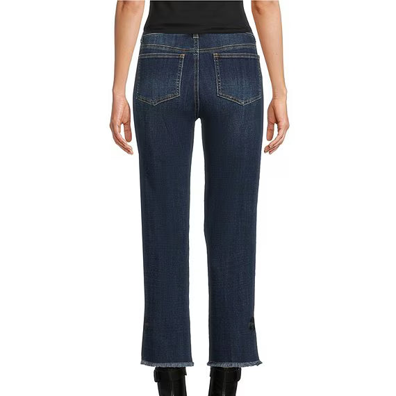 Bow Hem Straight Leg Jeans