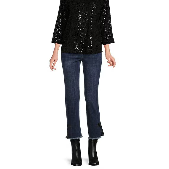 Bow Hem Straight Leg Jeans