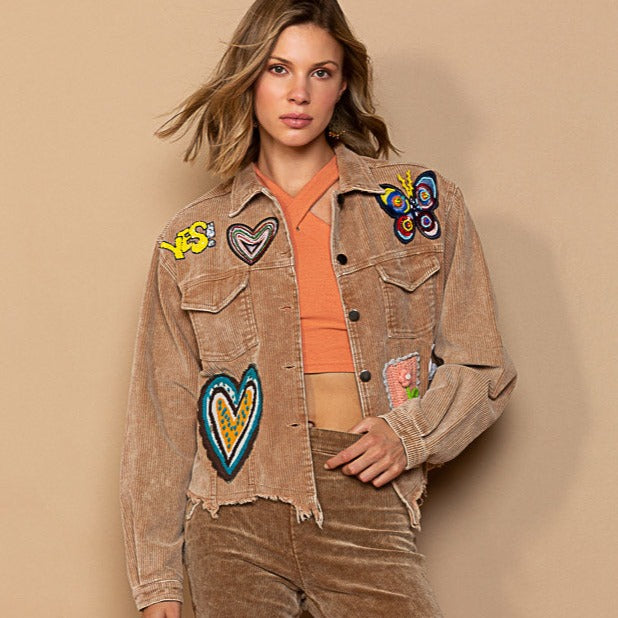 Corduroy Trucker Jacket with Patches