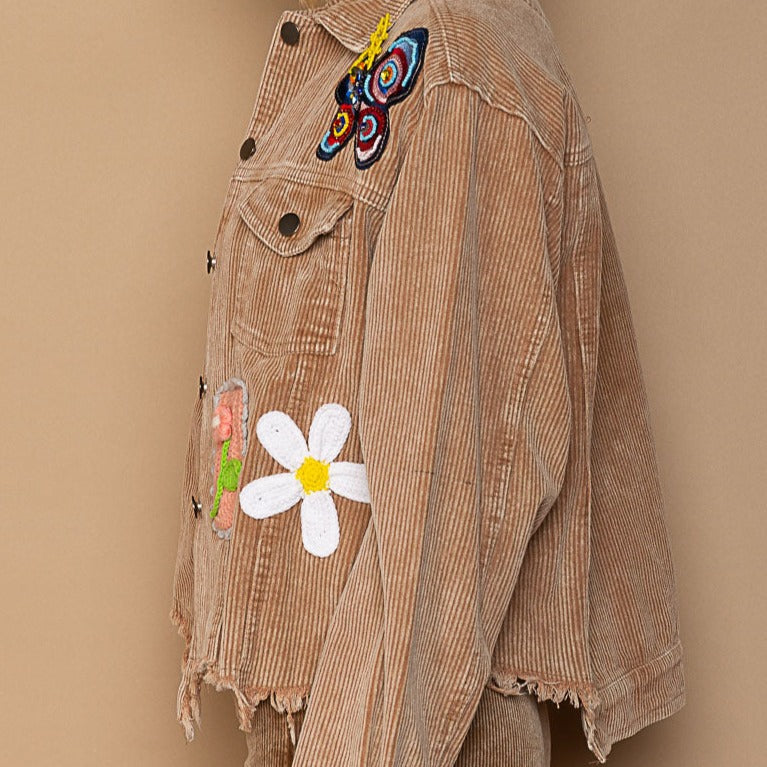 Corduroy Trucker Jacket with Patches