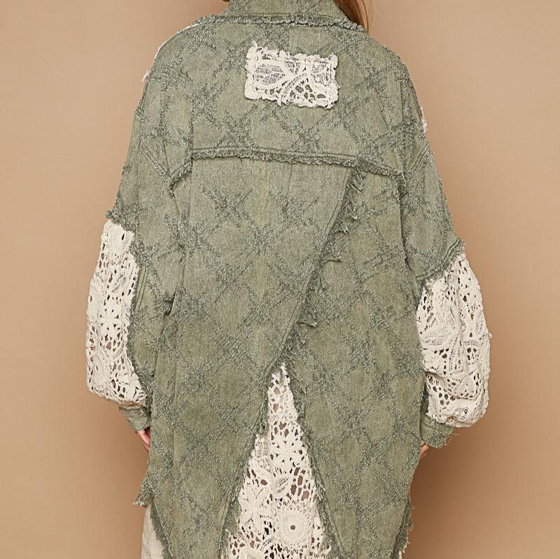 Vintage Olive Crochet Roomy Fit Shacket