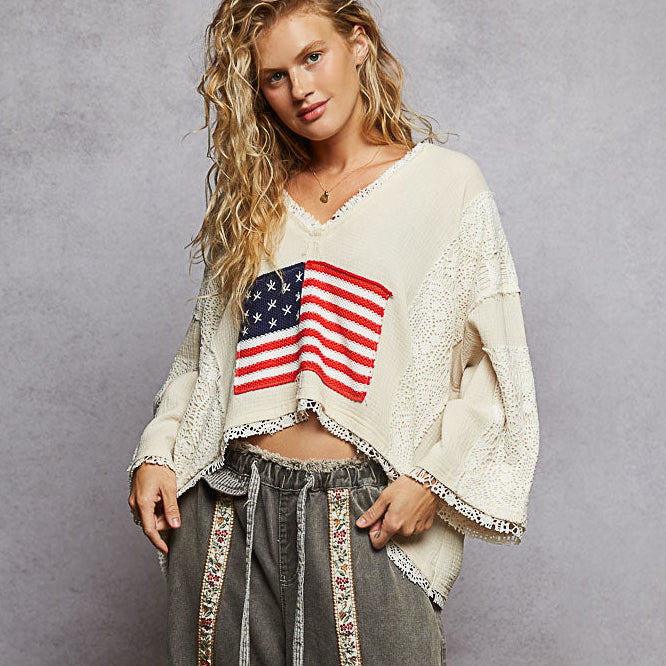 American Flag Patch Top