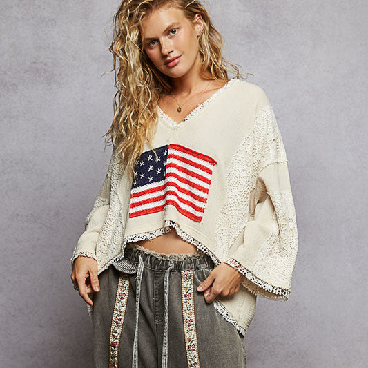 American Flag Patch Top