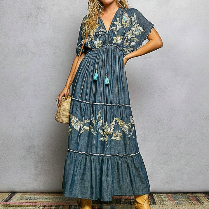 Drop Shoulder Long Dress