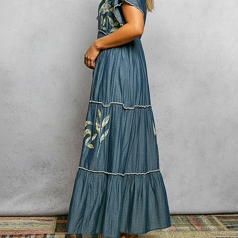 Drop Shoulder Long Dress
