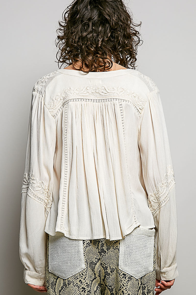 Woven Relaxed Balloon Sleeve Top