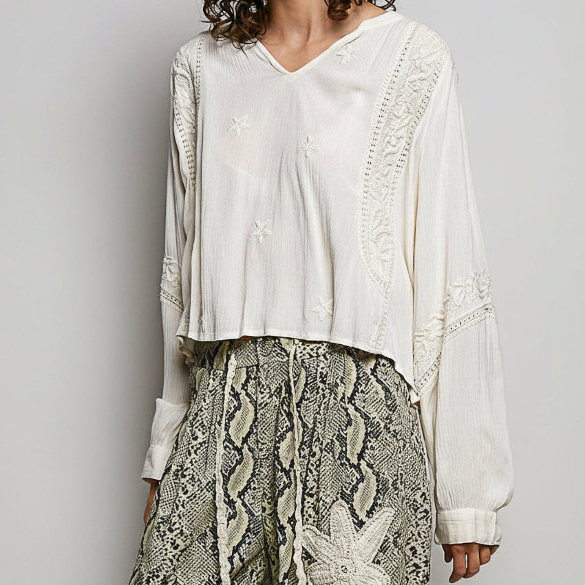 Woven Relaxed Balloon Sleeve Top