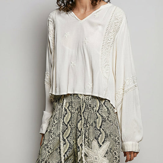 Woven Relaxed Balloon Sleeve Top