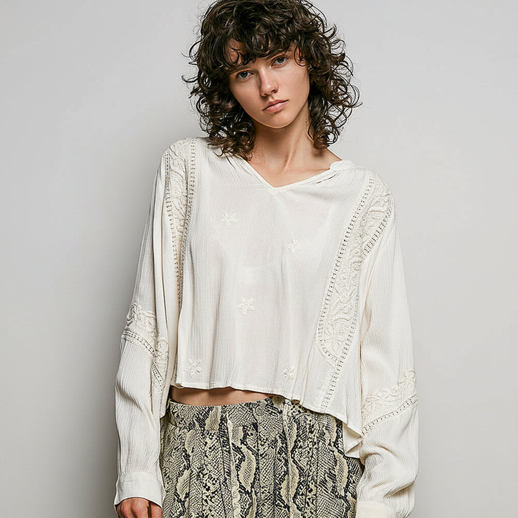 Woven Relaxed Balloon Sleeve Top