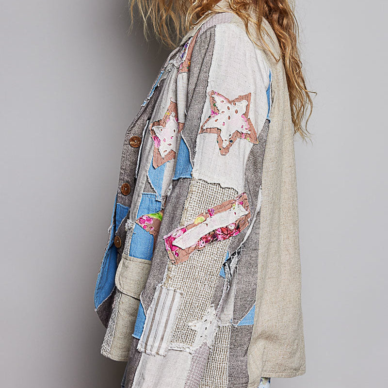 Woven Lightweight Patchwork Jacket