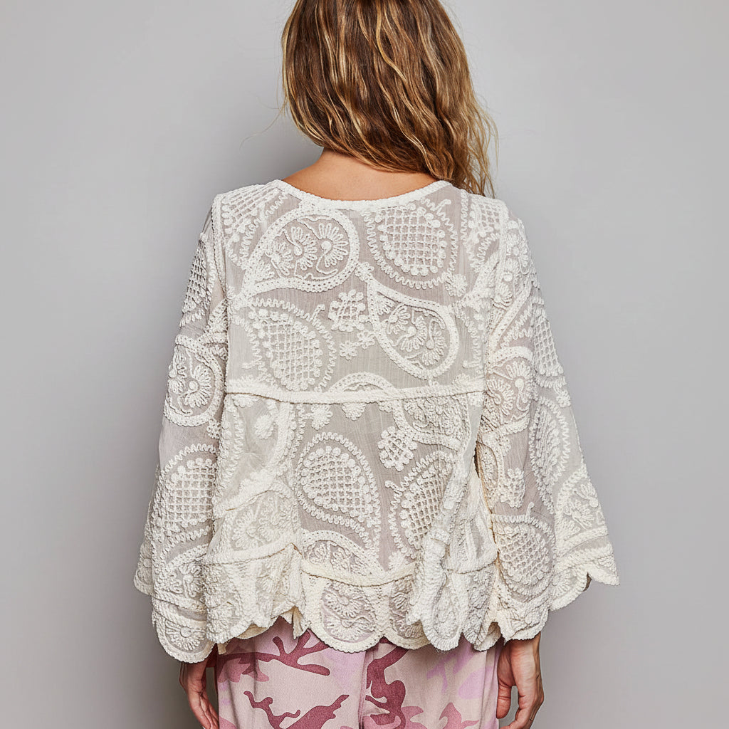 Crochet Lace Sheer Blouse