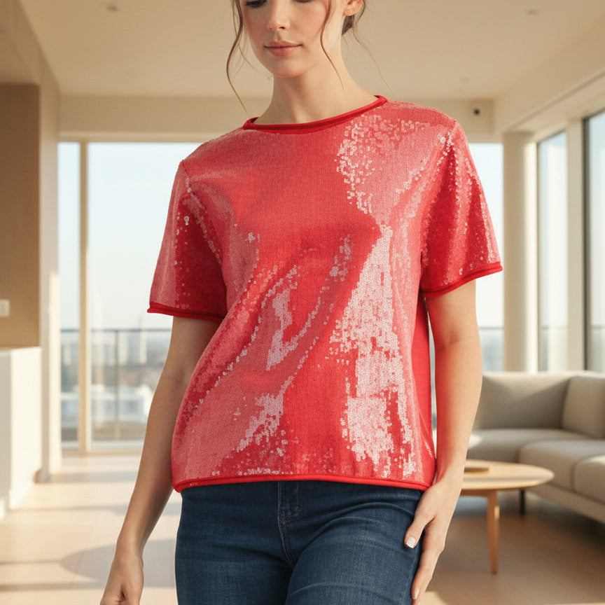 Tiny Sequins Covered Sweater Top