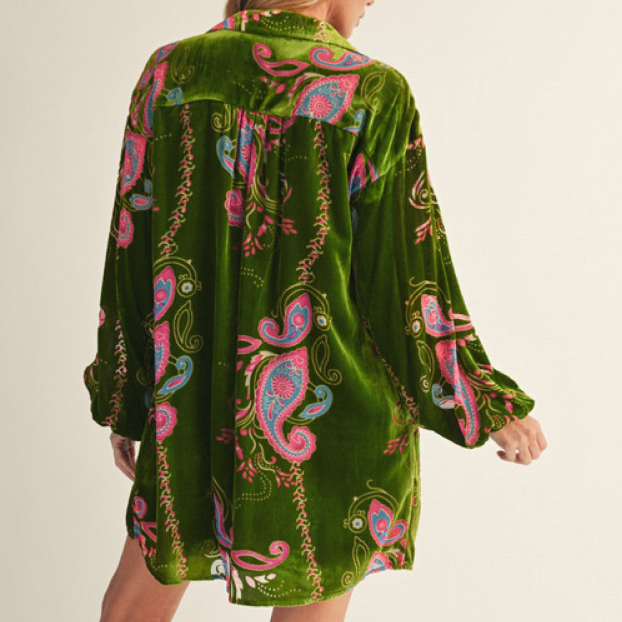 Puff Sleeves Paisley Dress