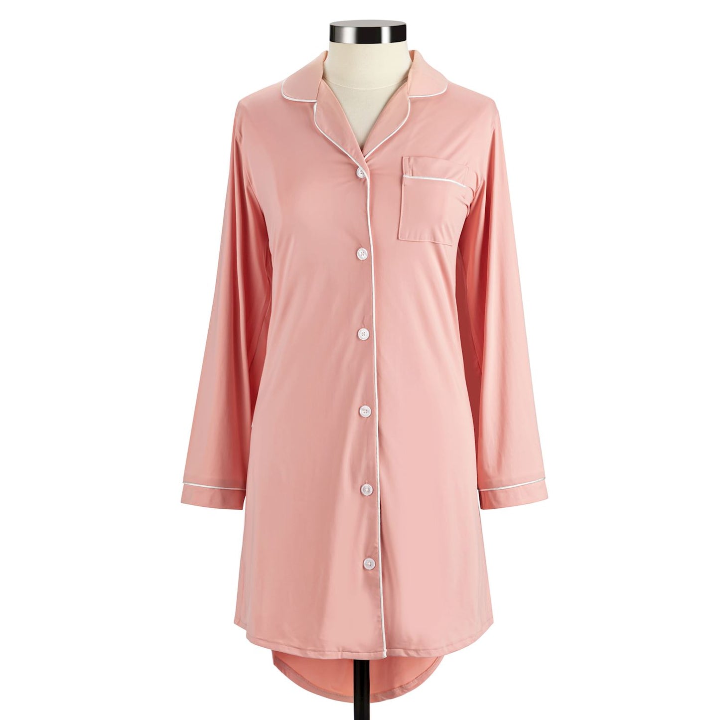 Small Long Sleeve Coral Cooling Night Shirt
