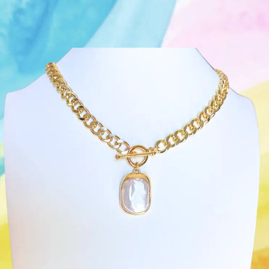 Rectangle Pearl Toggle Necklace