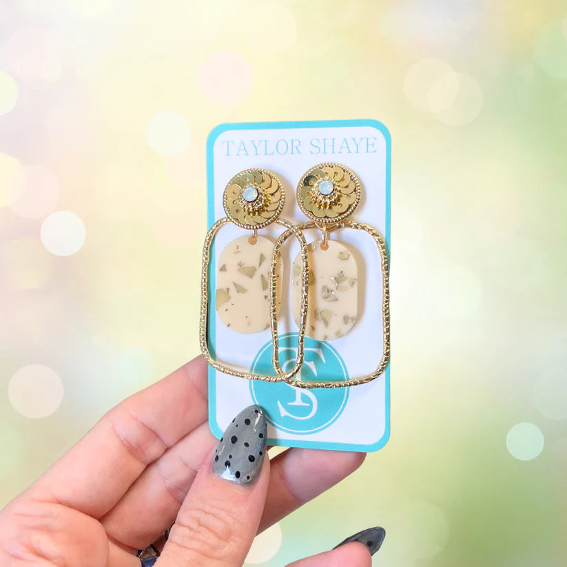 Janice Oval Drops Foil Hoop Earrings