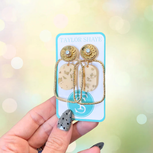 Janice Oval Drops Foil Hoop Earrings