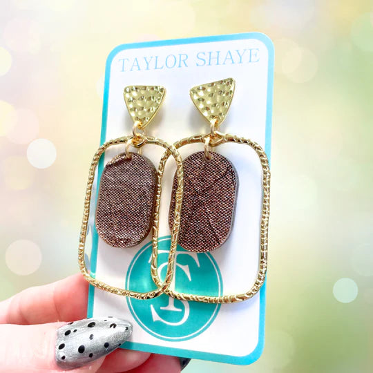 Brown Shimmer Oval Hoop Earrings