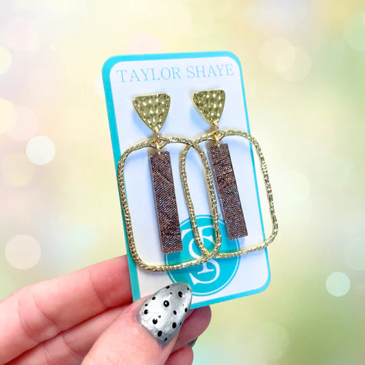 Brown Shimmer Stick Hoop Earrings