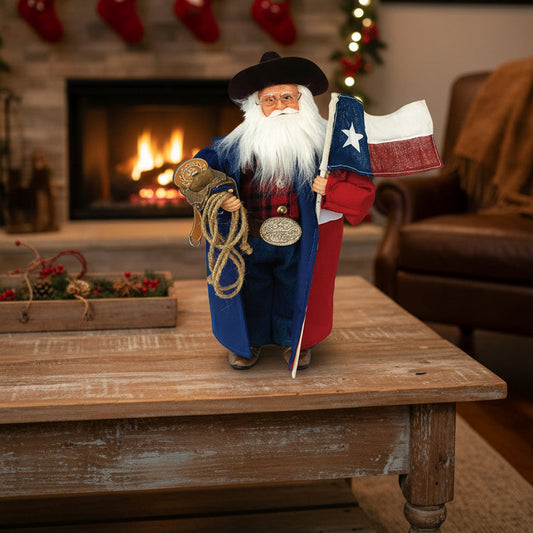 Texas Cowboy Santa Claus Figurine 15"