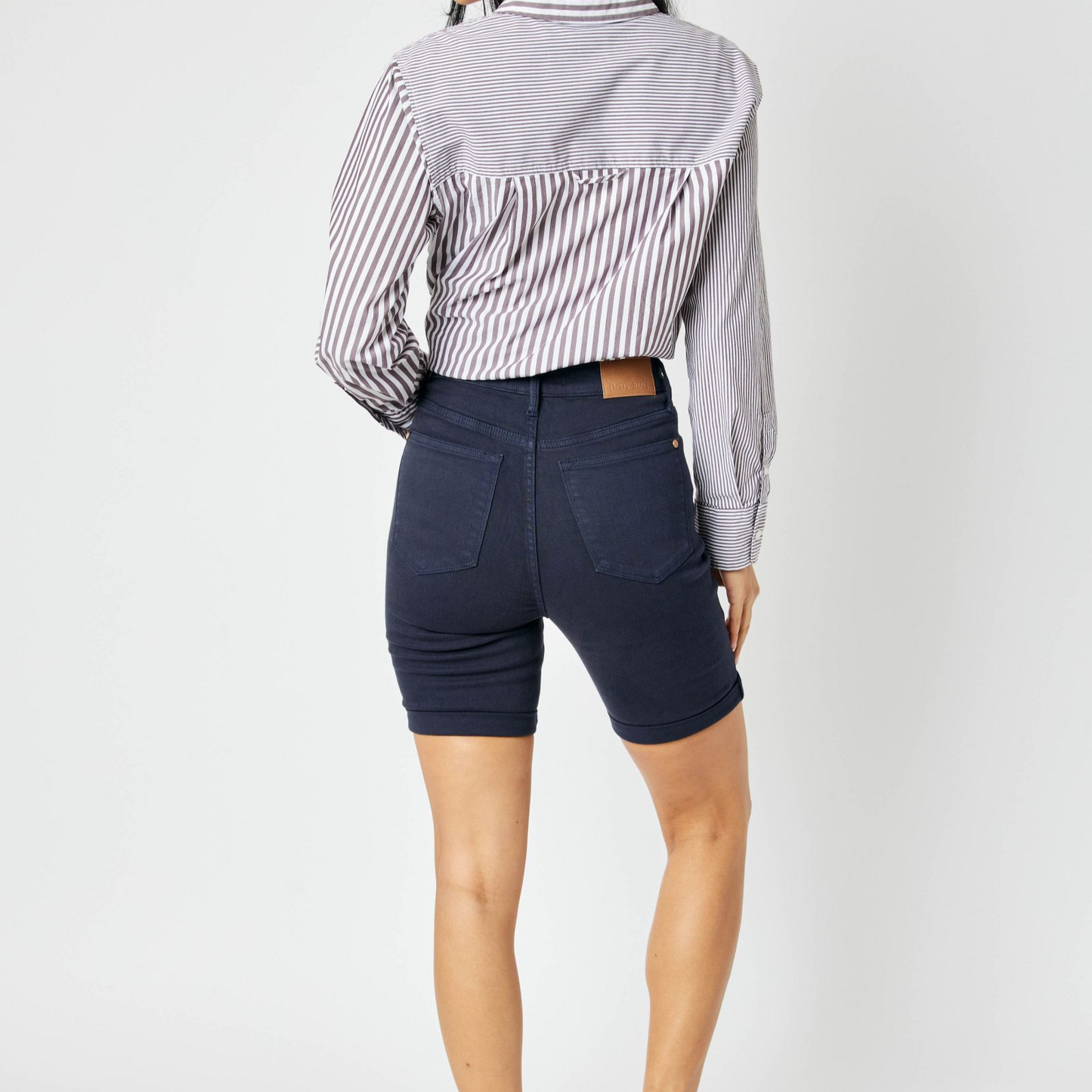 High Waisted Garment Dyed Tummy Control Bermuda Shorts