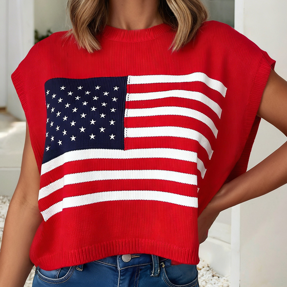 Stars and Stripes Dolman Short Sleeve Sweater