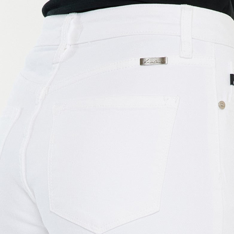 High Rise Cropped Straight White Jean