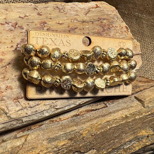 Gold Nugget Style Bead Stretch Bracelet