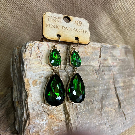 Double Teardrop  Green Earrings