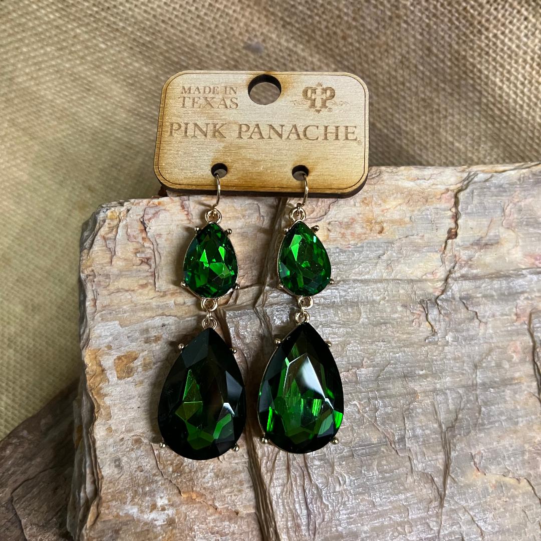 Double Teardrop  Green Earrings