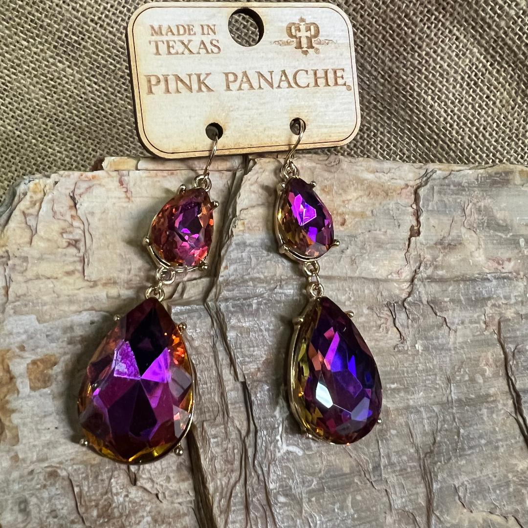 Amber Pink & Gold Earrings