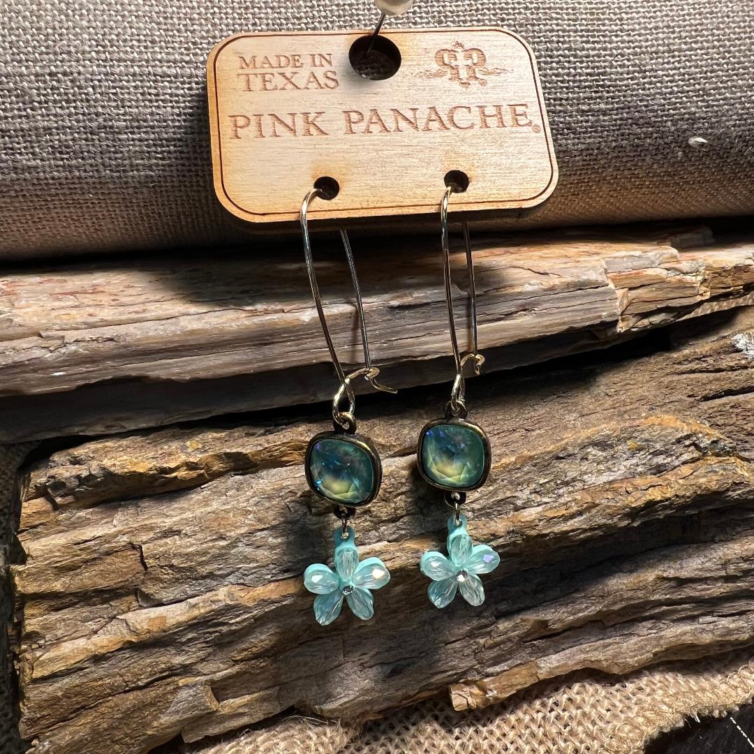 Turquoise & Gold Wire Flower Earrings