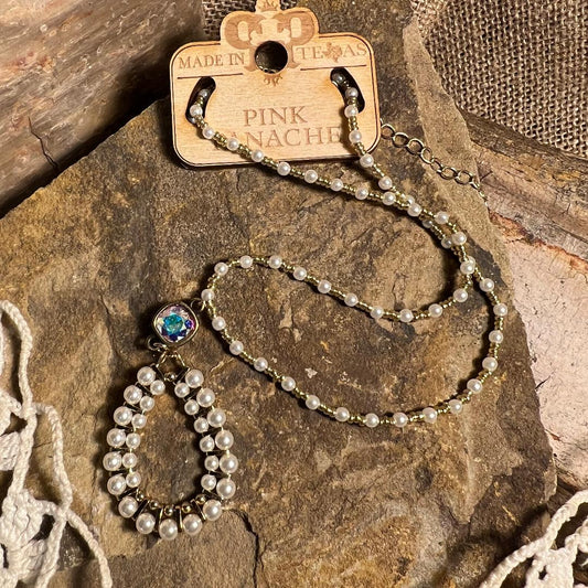 Gold & Pearl Bead Teardrop Necklace