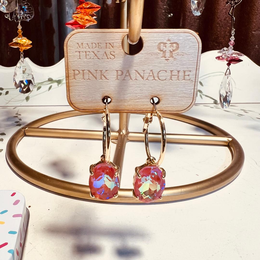 Peachy Pink Sparkle and Gold Hoops