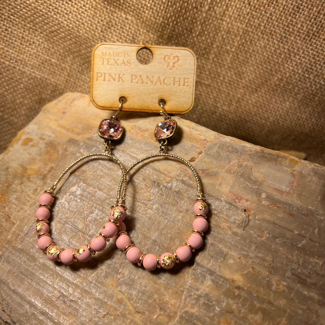 Pink & Gold Oval Hoop Earrings