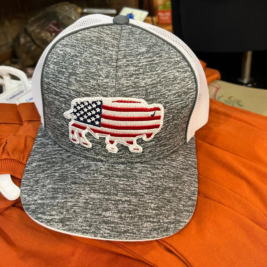 USA Buffalo Full Color Heather Grey on White Cap