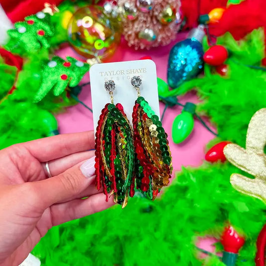 Christmas Sequin Tassel Earrings