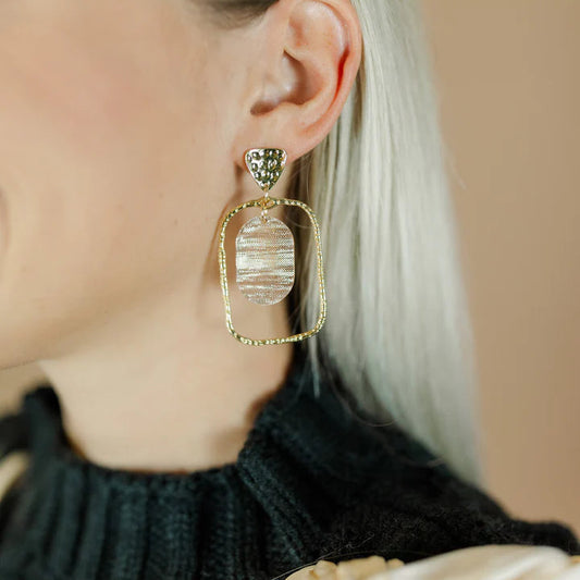 Rose Shimmer Oval Hoop Earrings