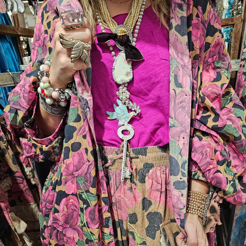 Rose Leopard Duster