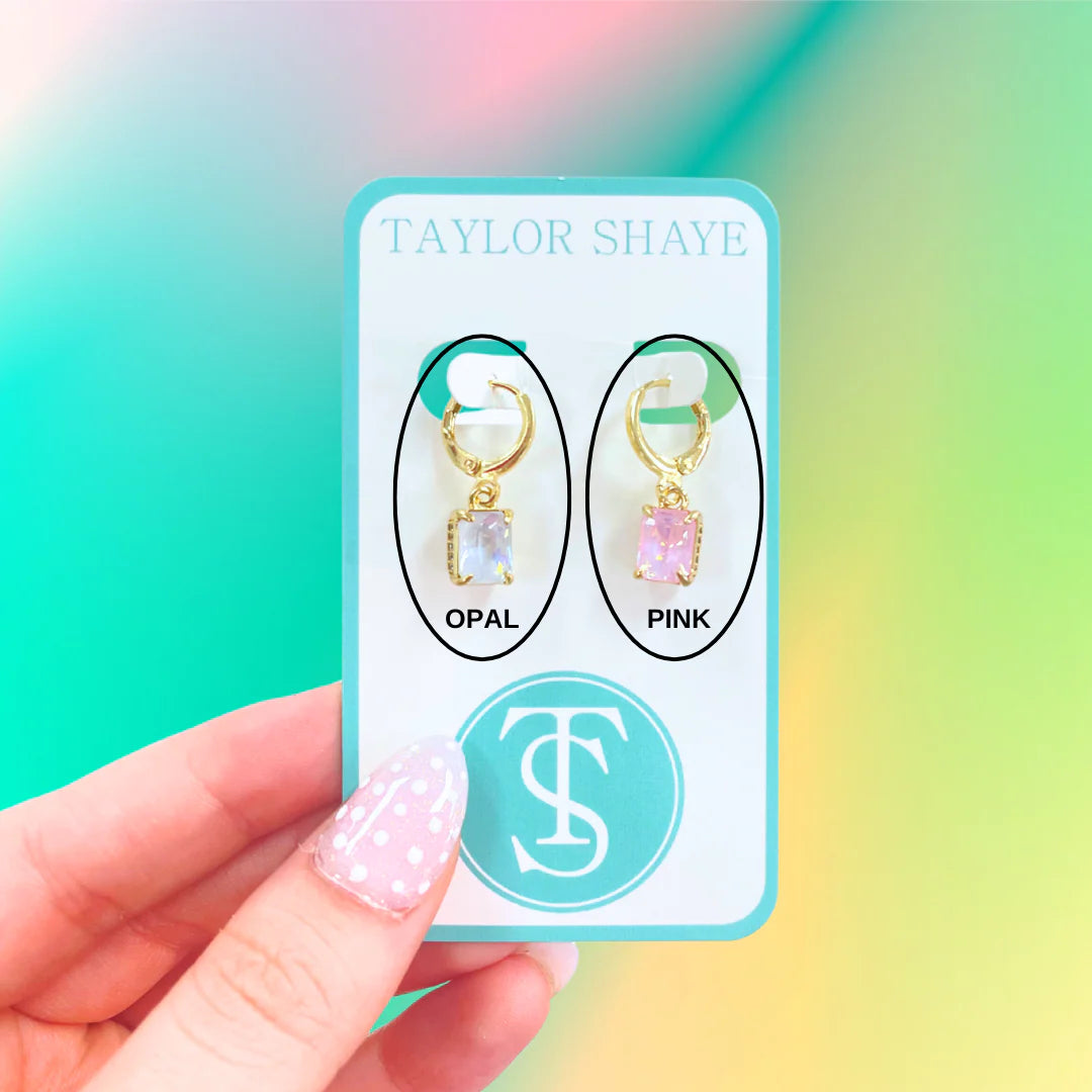 Ophelia Huggie Earrings - Opal or Pink